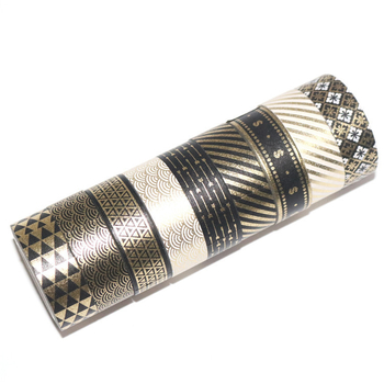 Seria Neagră Aurie, bandă de hârtie 15 mm pentru jurnal — bandă decorativă multi-stil