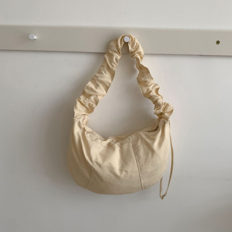 Nylon torbica u korejskom stilu za svakodnevnu upotrebu, dumpling torba sa šnurkama, jednofarbna, mala, preko ramena