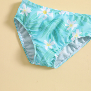 Dječji dvodijelni bikini set s cvjetnim uzorkom, visokom elastičnošću i UV zaštitom