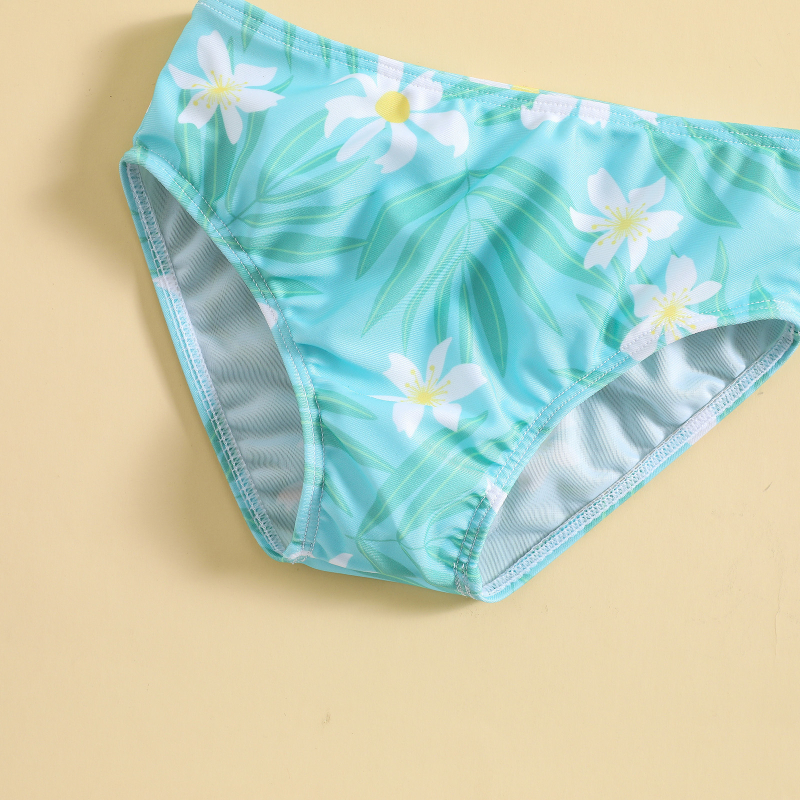 Dječji dvodijelni bikini set s cvjetnim uzorkom, visokom elastičnošću i UV zaštitom