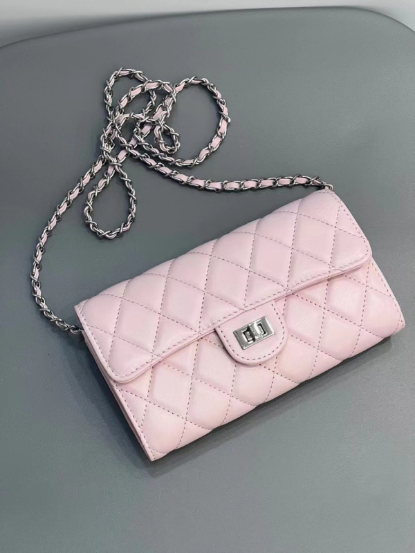 Xiaoxiang Woc lančana torbica, mini kvadratna torbica s romboidnim šavom, dugački novčanik s karticama, jednostruka naramenica, crossbody, horizontalna torbica za mobitel za žene