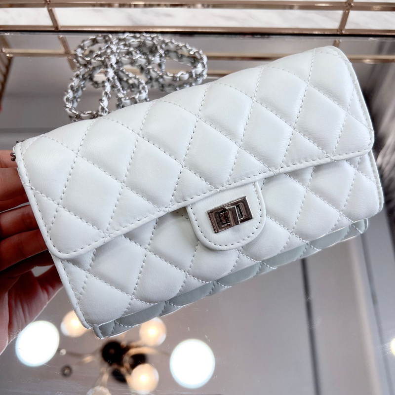 Xiaoxiang Woc lančana torbica, mini kvadratna torbica s romboidnim šavom, dugački novčanik s karticama, jednostruka naramenica, crossbody, horizontalna torbica za mobitel za žene