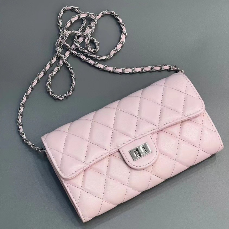 Xiaoxiang Woc lančana torbica, mini kvadratna torbica s romboidnim šavom, dugački novčanik s karticama, jednostruka naramenica, crossbody, horizontalna torbica za mobitel za žene