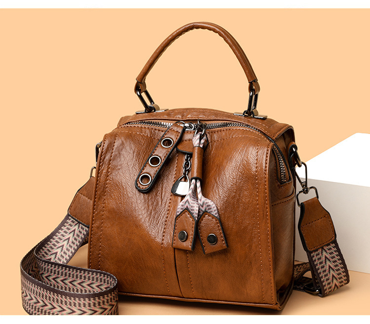 Ženska vintage Boston torba, mekana PU koža, za rame i crossbody, veliki kapacitet