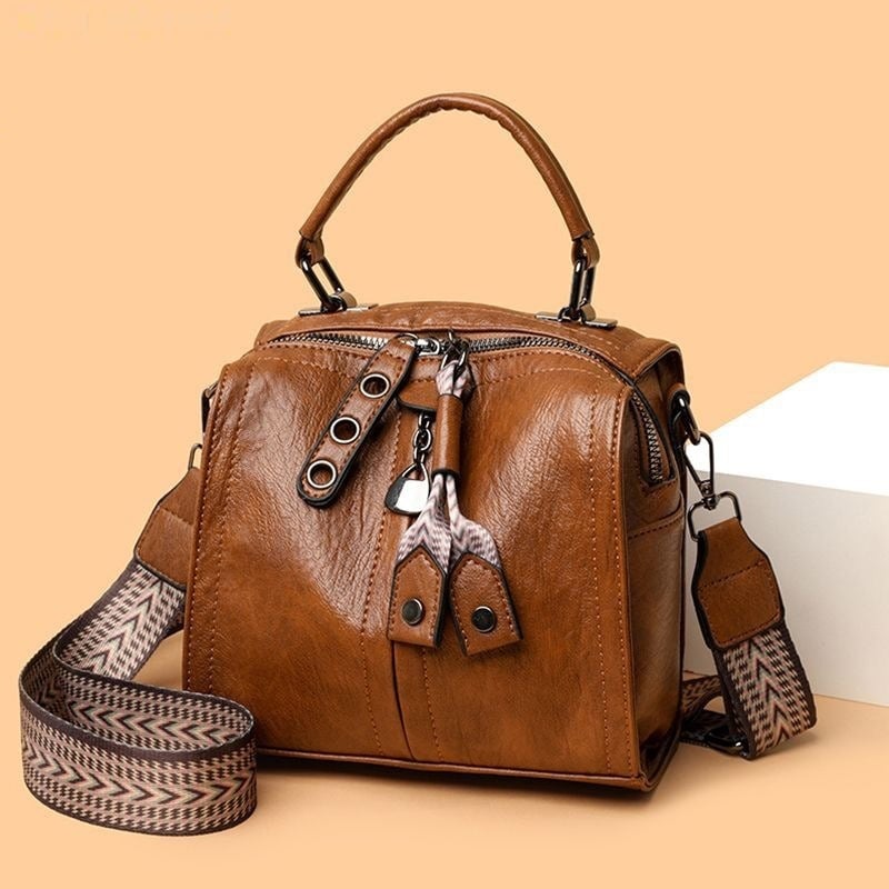 Ženska vintage Boston torba, mekana PU koža, za rame i crossbody, veliki kapacitet