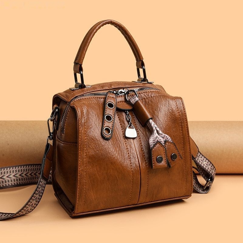 Ženska vintage Boston torba, mekana PU koža, za rame i crossbody, veliki kapacitet