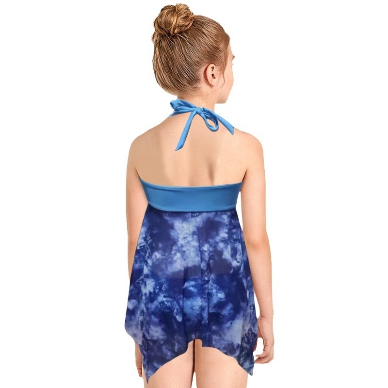 Dječji bikini s printom, visokim strukom, dvodijelni, bez umetaka, poliester/nylon