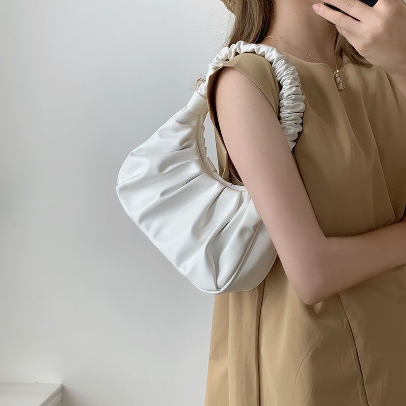Ženska torbica ispod pazuha s plisom u oblaku, mini baguette torba, korejskog stila, crossbody