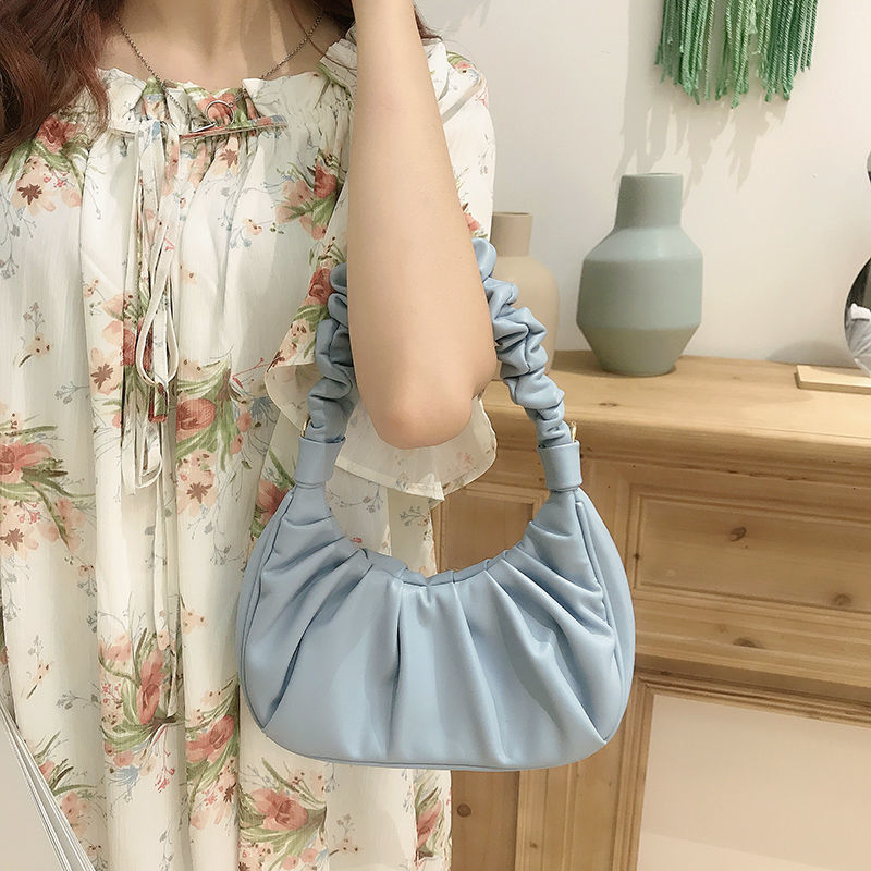 Ženska torbica ispod pazuha s plisom u oblaku, mini baguette torba, korejskog stila, crossbody
