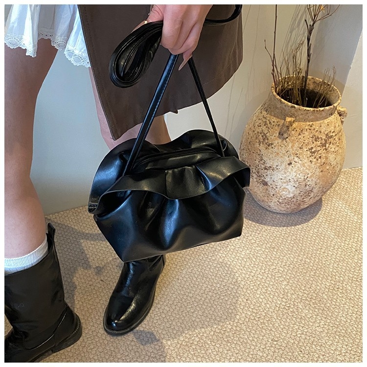 Ženska plisirana torba u oblacnom dizajnu, velika zapremina, mekana kožna tekstura, torba za rame ili crossbody