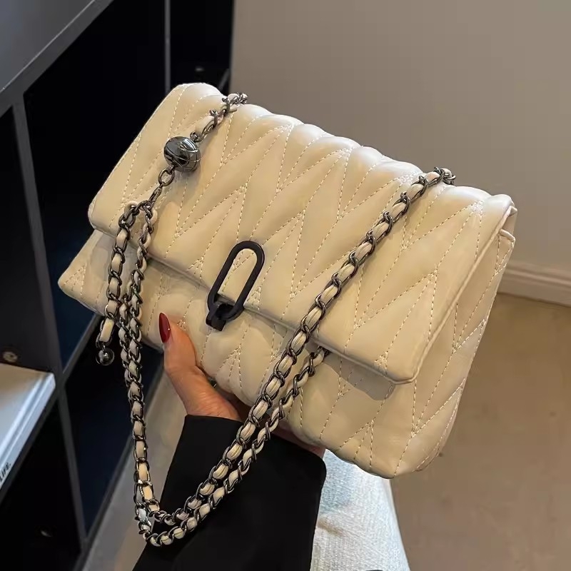 Mala kvadratna ženska torba preko ramena s lancem, luksuzan dijamantno ušiven uzorak, korejski stil, svestrana torba za telefon