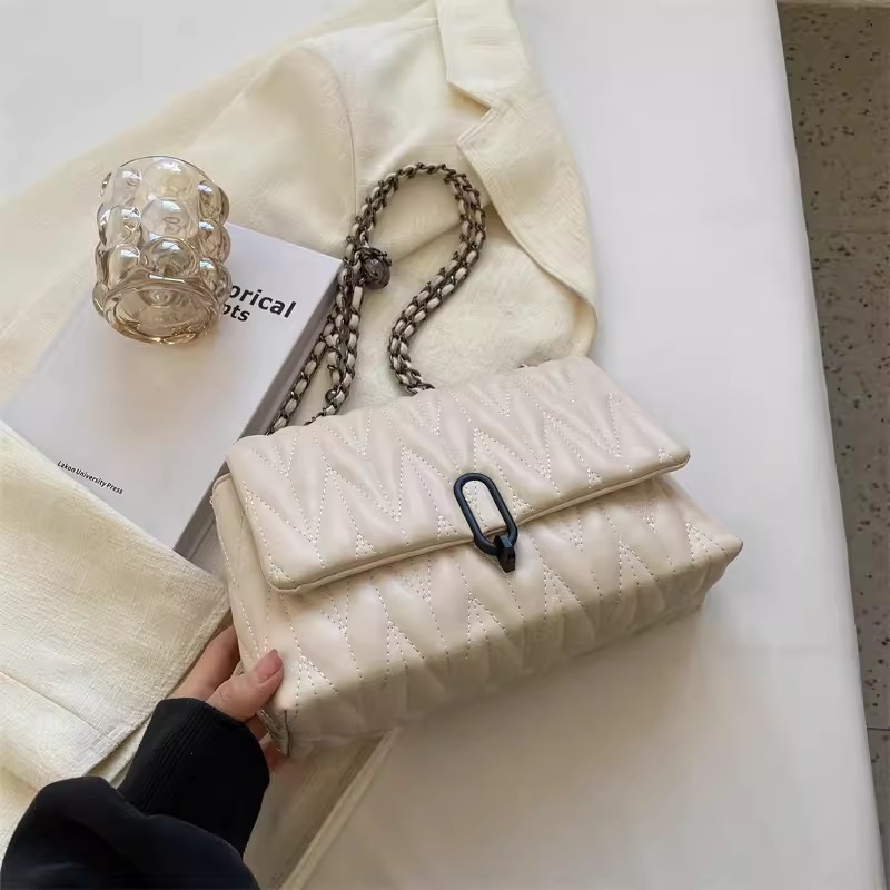 Mala kvadratna ženska torba preko ramena s lancem, luksuzan dijamantno ušiven uzorak, korejski stil, svestrana torba za telefon