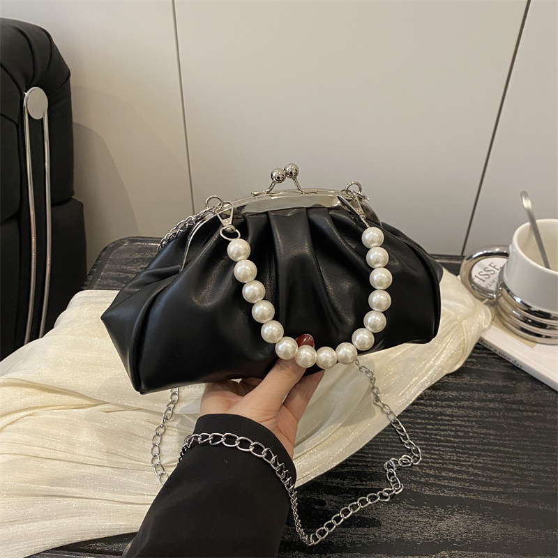 Ženska torbica s perlama, ljeto 2026, moderna plisirana torba s dizajnom oblaka, za rame ili crossbody