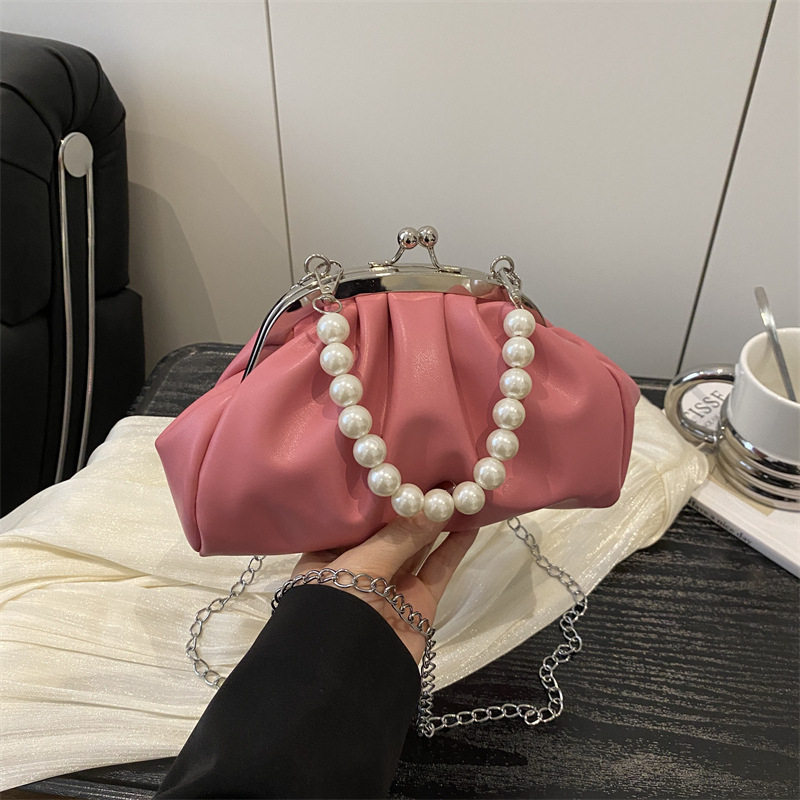 Ženska torbica s perlama, ljeto 2026, moderna plisirana torba s dizajnom oblaka, za rame ili crossbody