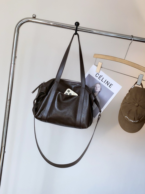 Torba tote od prave kože, 2025 novi model, Boston stil, mogućnost nošenja preko ramena ili u ruci, velika kapaciteta, ženska torba za rame