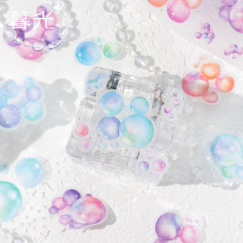 Bandă PET cu glitter die-cut pentru jurnal seria Cloudy Twilight etichete cu puncte circulare