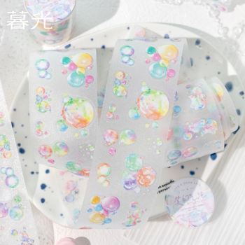 Bandă PET cu glitter die-cut pentru jurnal seria Cloudy Twilight etichete cu puncte circulare
