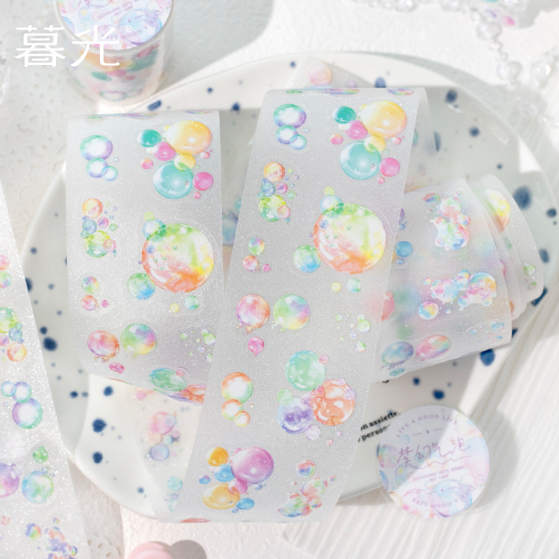 Bandă PET cu glitter die-cut pentru jurnal seria Cloudy Twilight etichete cu puncte circulare