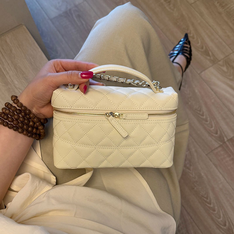 Gu Shiya Mini kutija od prave kože kavijar - mala crossbody torba, Lunch-box stil, prava koža, zatvarač, svakodnevna upotreba, proljeće 2025