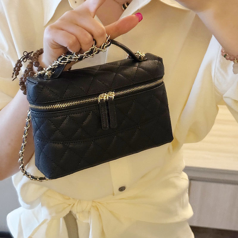 Gu Shiya Mini kutija od prave kože kavijar - mala crossbody torba, Lunch-box stil, prava koža, zatvarač, svakodnevna upotreba, proljeće 2025