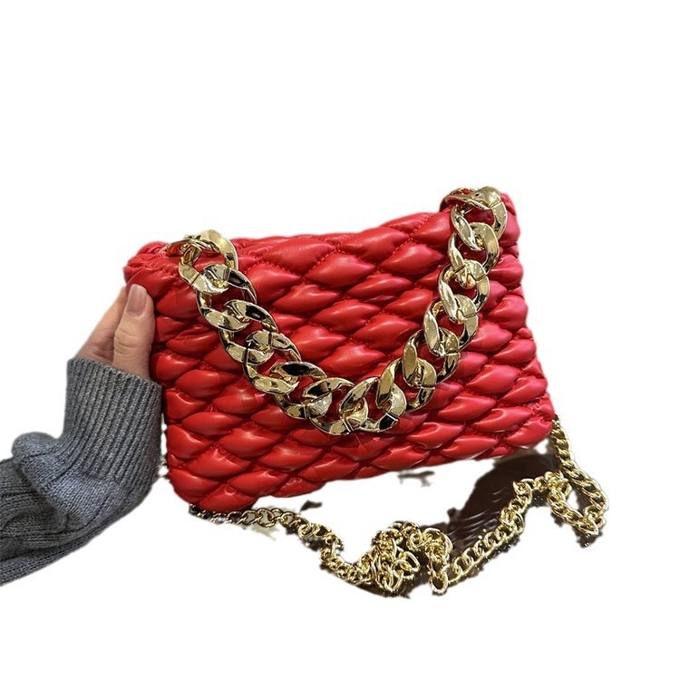 2024 korejskog stila plisirana lančana torbica za žene, mala kvadratna crossbody torba