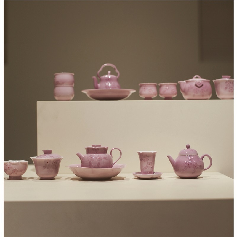 Yunxia Purple – Set de ceai tradițional chinezesc cu gaiwan și ceainic din ceramică mov