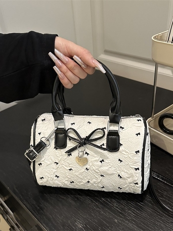 Boston torbica s mašnicom od seersuckera, ženska torba za rame ili crossbody