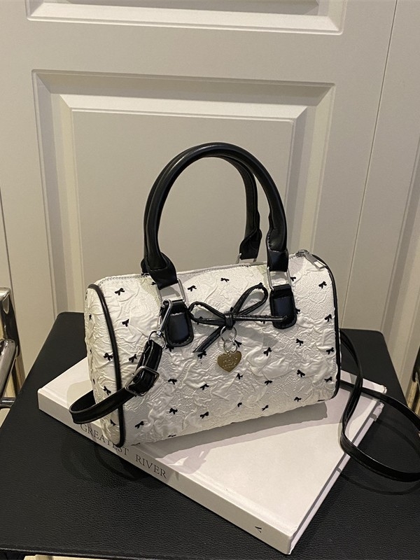 Boston torbica s mašnicom od seersuckera, ženska torba za rame ili crossbody