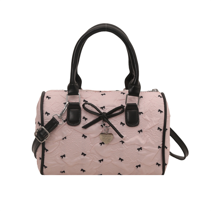 Boston torbica s mašnicom od seersuckera, ženska torba za rame ili crossbody