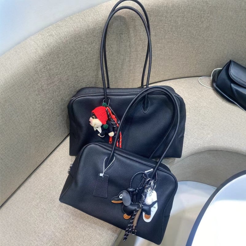 Torba Boston od kože prvog sloja, oblika jastuka, korejski minimalistički stil, velika kapaciteta tote za svakodnevnu upotrebu, preko ramena ili u ruci