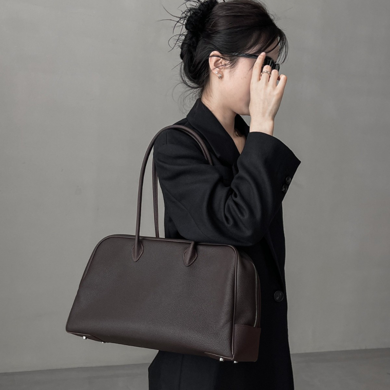 Torba Boston od kože prvog sloja, oblika jastuka, korejski minimalistički stil, velika kapaciteta tote za svakodnevnu upotrebu, preko ramena ili u ruci