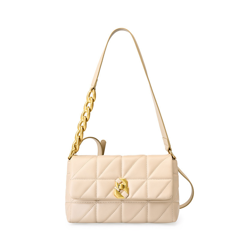 Ženska torbica od prave kože s dijamantnim šavom i lančanim remenom, mala crossbody torba za svakodnevnu upotrebu