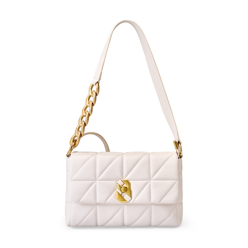 Ženska torbica od prave kože s dijamantnim šavom i lančanim remenom, mala crossbody torba za svakodnevnu upotrebu