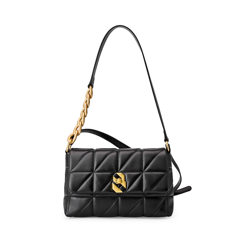 Ženska torbica od prave kože s dijamantnim šavom i lančanim remenom, mala crossbody torba za svakodnevnu upotrebu