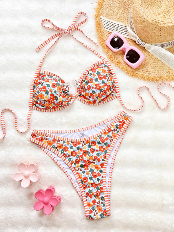 Cvjetni bikini s dvostrukim remenima za žene, vrhunski seksi kupaći kostim za plažu i spa G230R