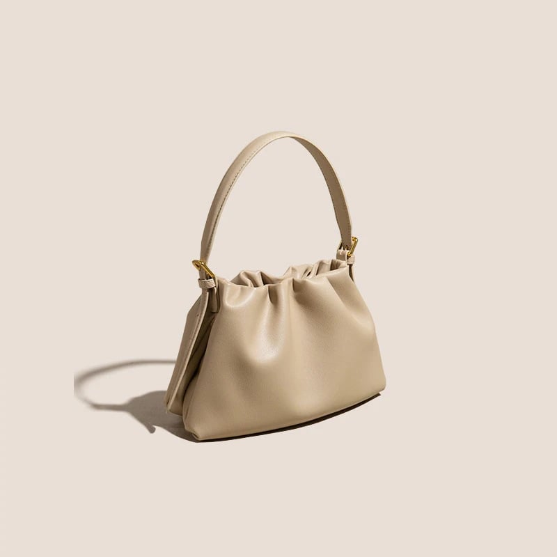 HD Ženska torbica od kože prvog sloja — Cloud Bag srednje veličine, crossbody torba, gradski minimalistički stil, magnetska kopča