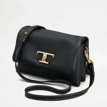 Ženska kožna torbica, mala kvadratnog oblika, velika T kopča, crossbody