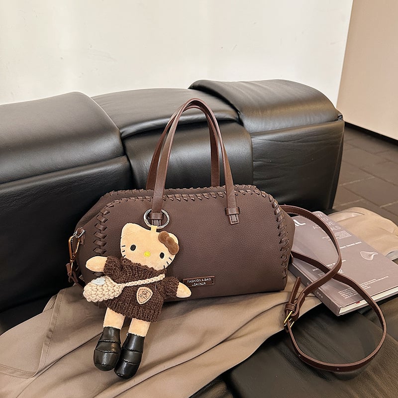 PU kožna ženska crossbody torba, retro stil, dizajn blok boja, oblik jastuka, model 2026, torba Boston