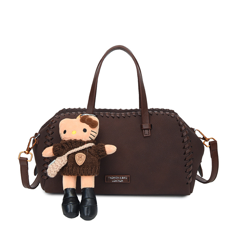 PU kožna ženska crossbody torba, retro stil, dizajn blok boja, oblik jastuka, model 2026, torba Boston