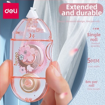 Deli 71540 Bandă de corecție mini, cu flori de cireș, roz drăguț