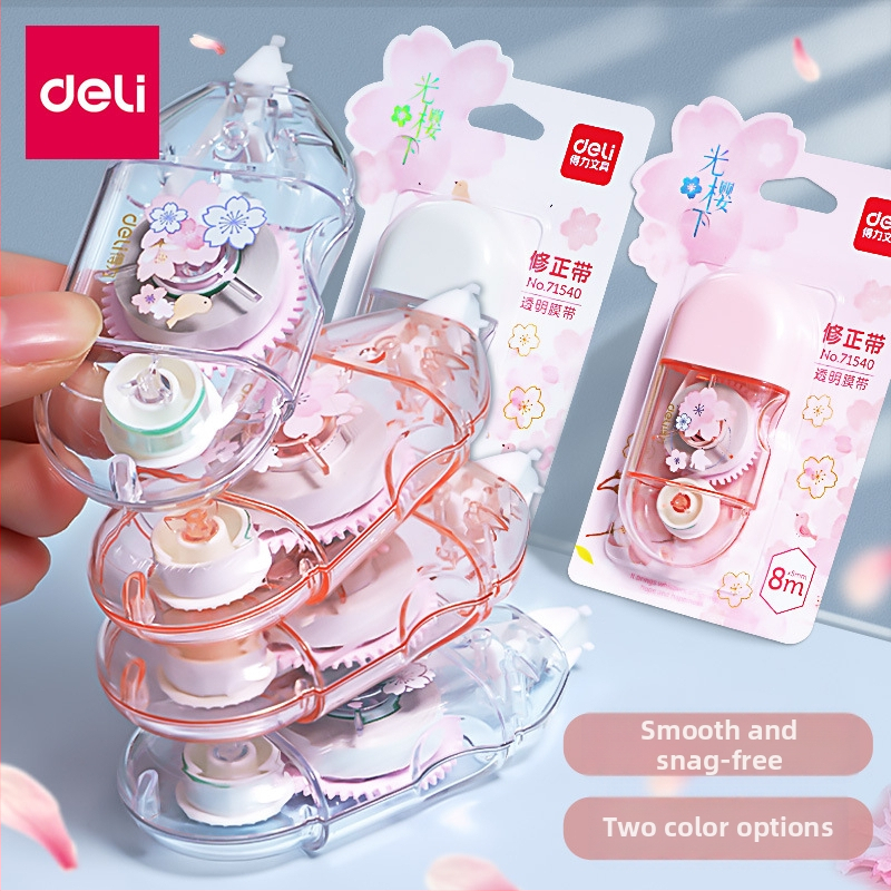 Deli 71540 Bandă de corecție mini, cu flori de cireș, roz drăguț