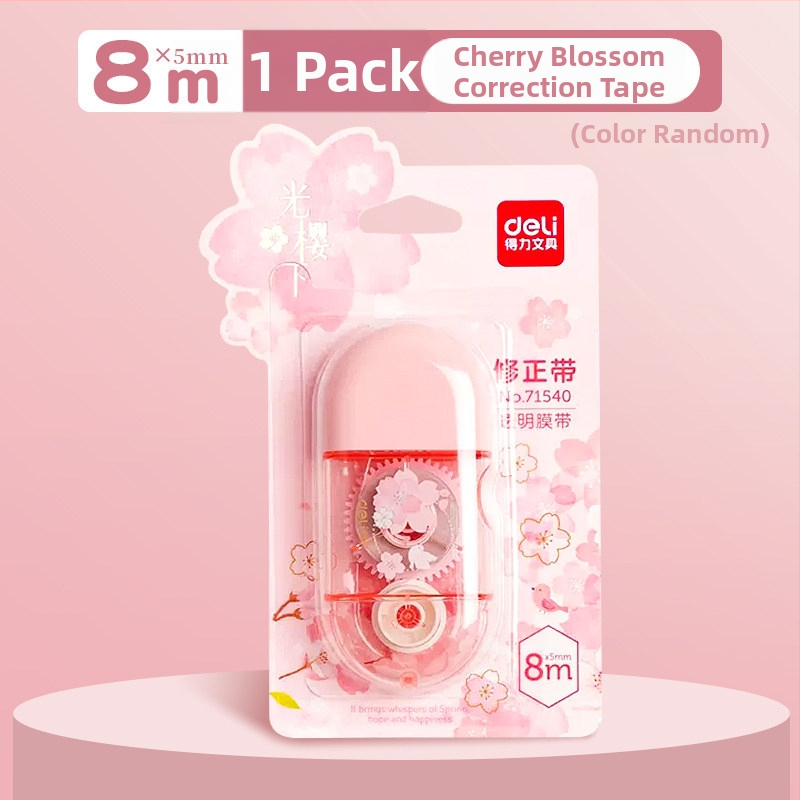 Deli 71540 Bandă de corecție mini, cu flori de cireș, roz drăguț