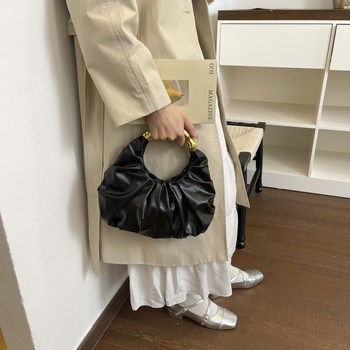 Jednobojna torbica u oblaku s plisiranjem, 2026 novi model ženska večernja torba, satchel stil