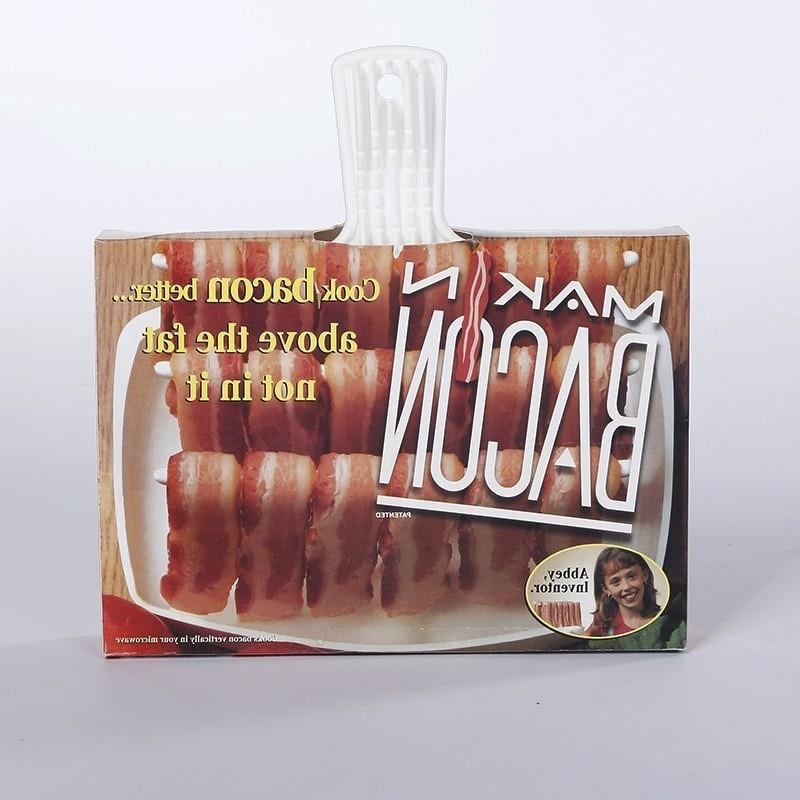 Noul grătar din plastic pentru felii de carne și bacon, grătar pentru cuptorul cu microunde