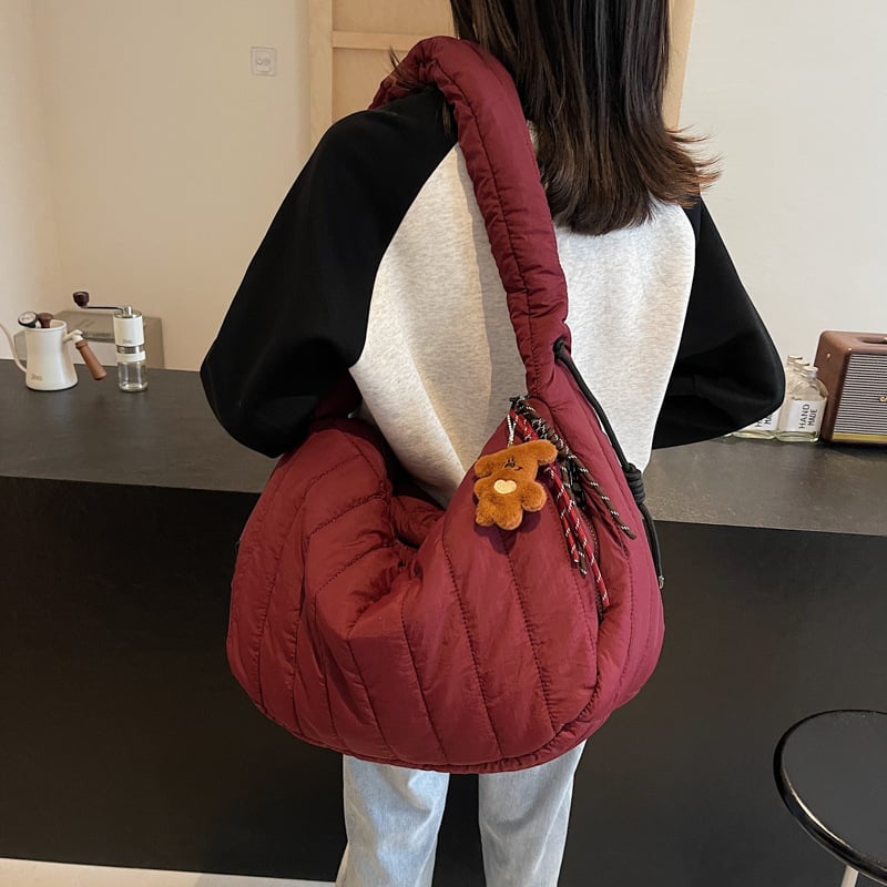 Torba preko ramena s plisiranom oblacnim oblikom, jesen-zima, prugasta quilt, Ruiyingzizhi, velika kapacita