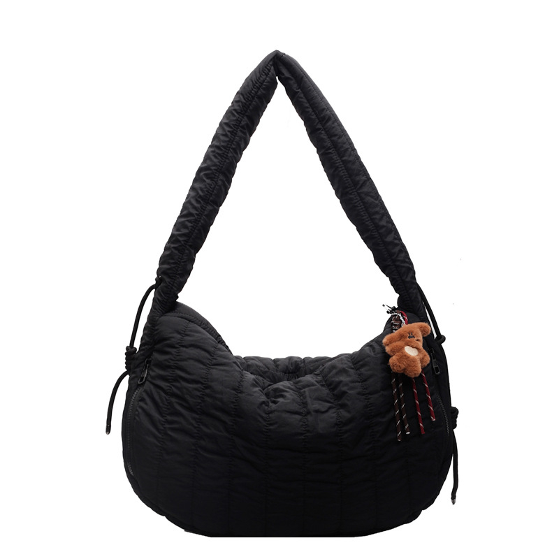 Torba preko ramena s plisiranom oblacnim oblikom, jesen-zima, prugasta quilt, Ruiyingzizhi, velika kapacita