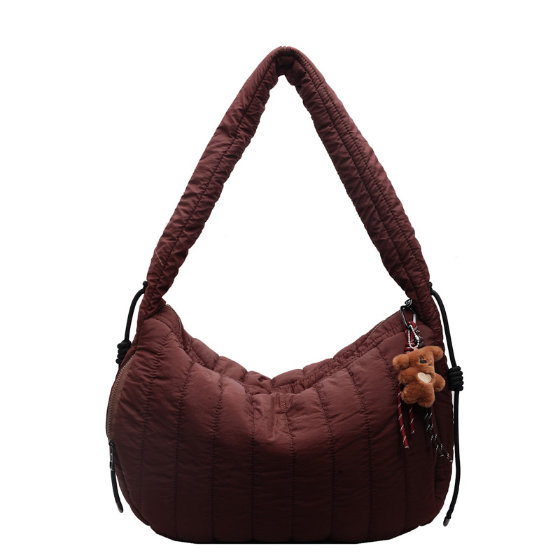 Torba preko ramena s plisiranom oblacnim oblikom, jesen-zima, prugasta quilt, Ruiyingzizhi, velika kapacita