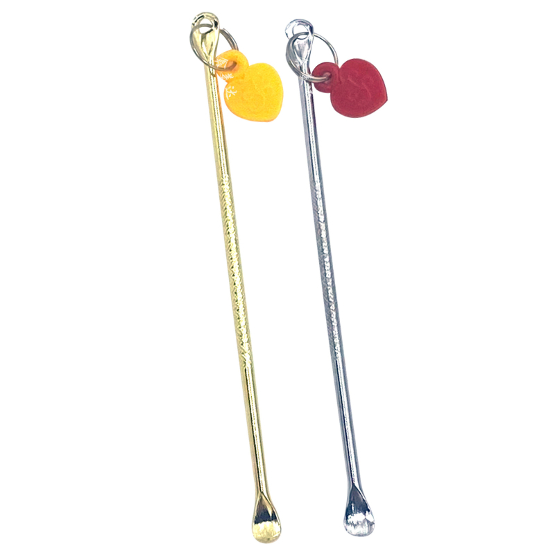 Xinmeida set de lingurițe pentru urechi în formă de inimă piersică, instrumente creative de curățare a urechilor, sticlă cu 100 bucăți, oțel carbon, culori argintiu și auriu