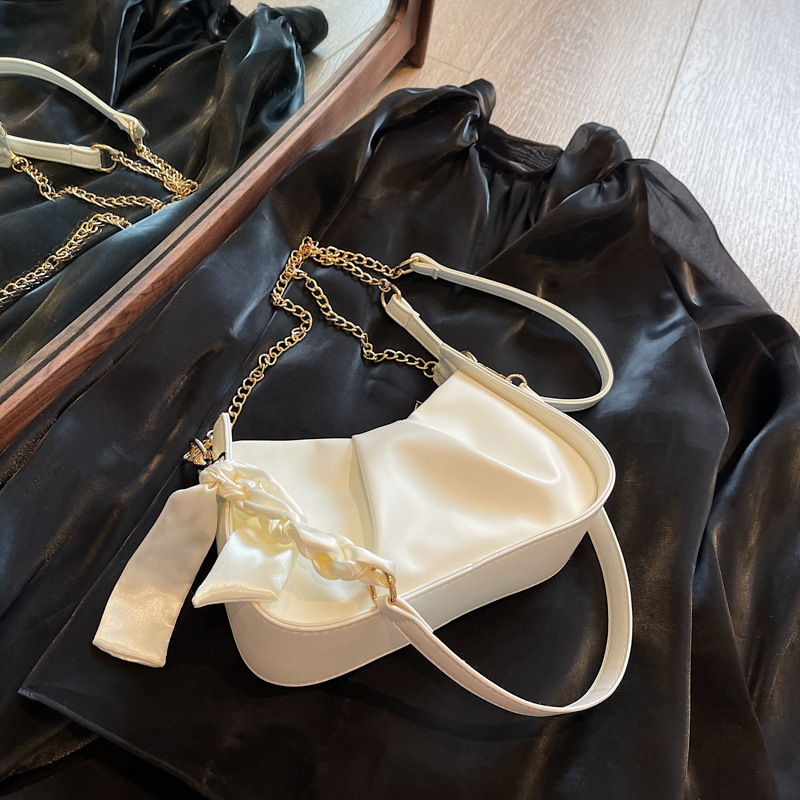 Ženska torba s teksturom oblaka, plisirani dizajn, minimalistički elegantna, torba preko ramena s lančanim remenom, crossbody.