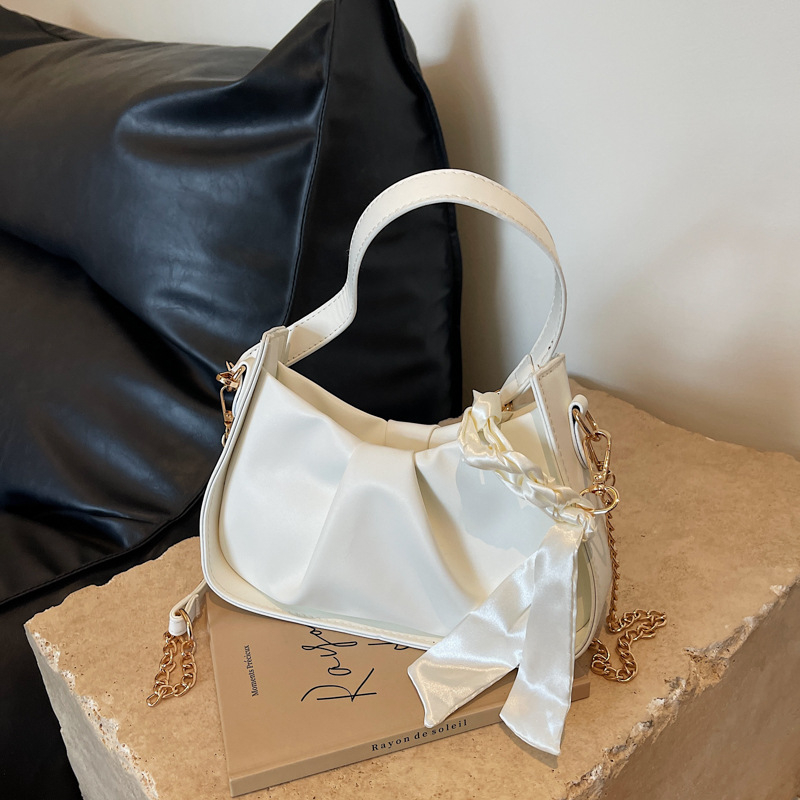 Ženska torba s teksturom oblaka, plisirani dizajn, minimalistički elegantna, torba preko ramena s lančanim remenom, crossbody.